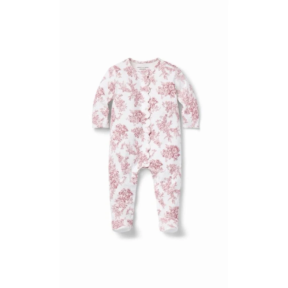 Janie & Jack Baby Girl floral Toile Romper 0/3 Months One-piece